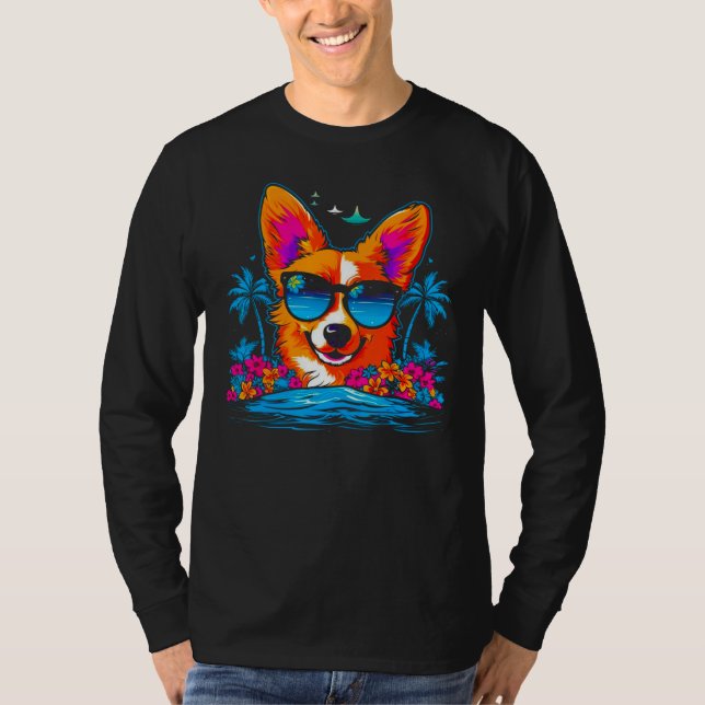 Dog Welsh Corgi Summer Vibe T Shirt (Framsida)