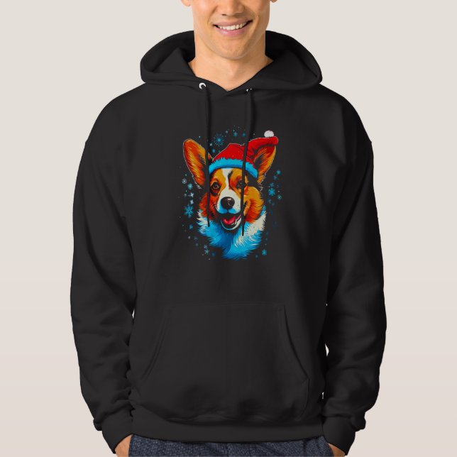 Dog Welsh Corgi Xmas Hoodie (Framsida)