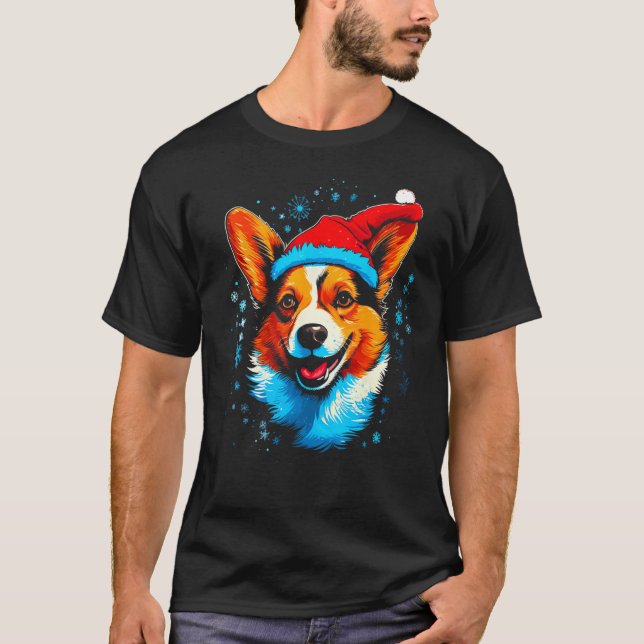 Dog Welsh Corgi Xmas T Shirt (Framsida)