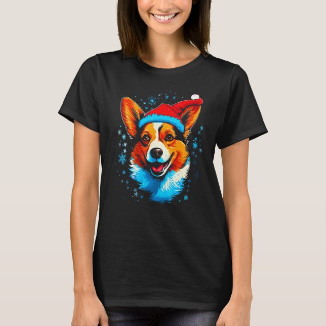 Dog Welsh Corgi Xmas T Shirt (Framsida)