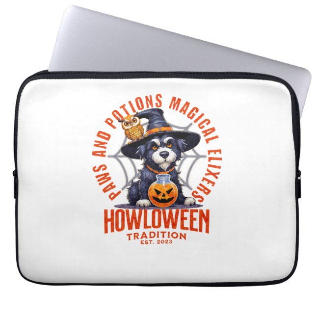 Dog Witch - Paws and Potions Magic Elixers. Howl Laptop Fodral (Framsidan)