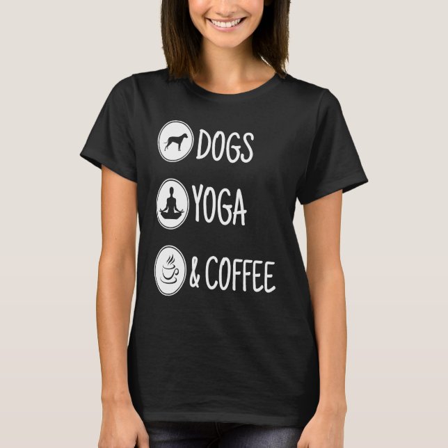 Dog yoga and coffee t shirt (Framsida)
