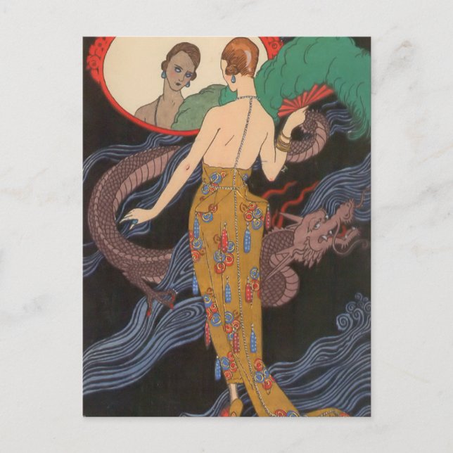 Dogaresse Evening Gown av George Barbier Vykort (Framsida)
