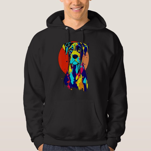 Dogbreed Great Dane Pop Colorful Hoodie (Framsida)