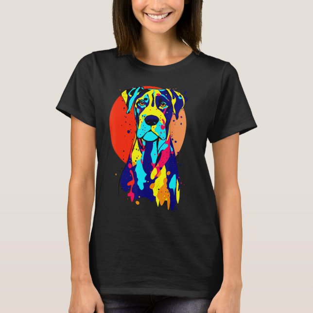 Dogbreed Great Dane Pop Colorful T Shirt (Framsida)