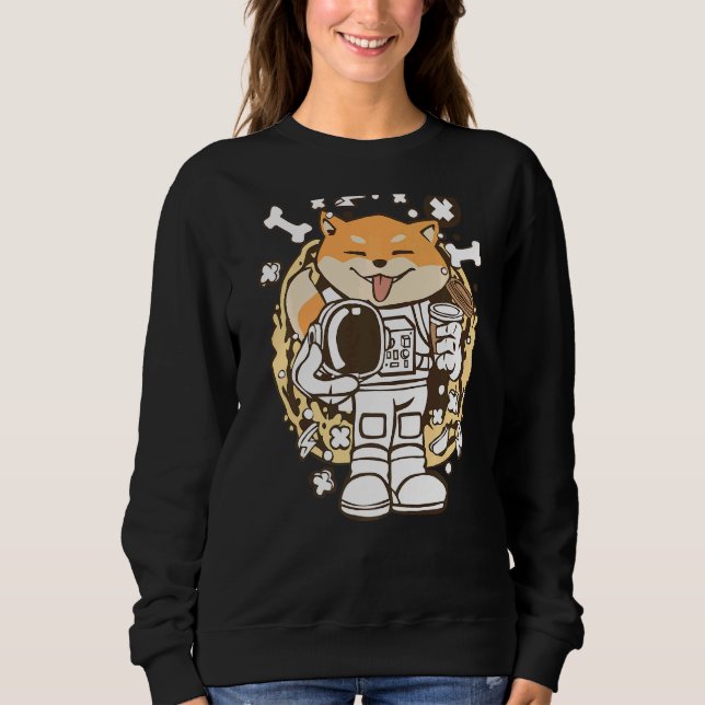 Doge Astronaut Shiba inu till Måne Rymden A T Shirt (Framsida)