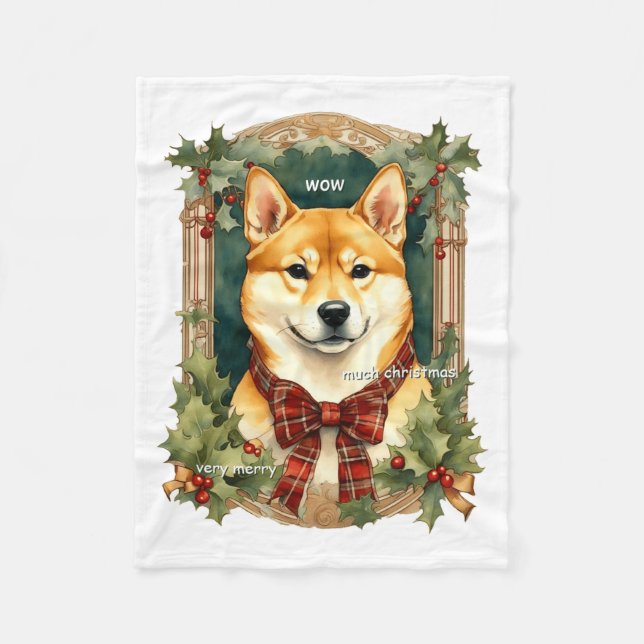 Doge Christmas Swea Shiba Inu Mens Long  Fleecefilt (Framsidan)
