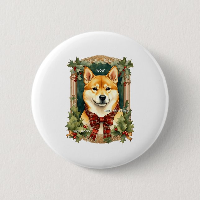 Doge Christmas Swea Shiba Inu Mens Long  Knapp (Framsida)