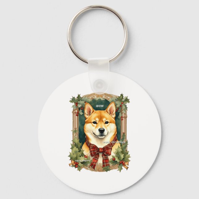 Doge Christmas Swea Shiba Inu Mens Long  Nyckelring (Framsida)