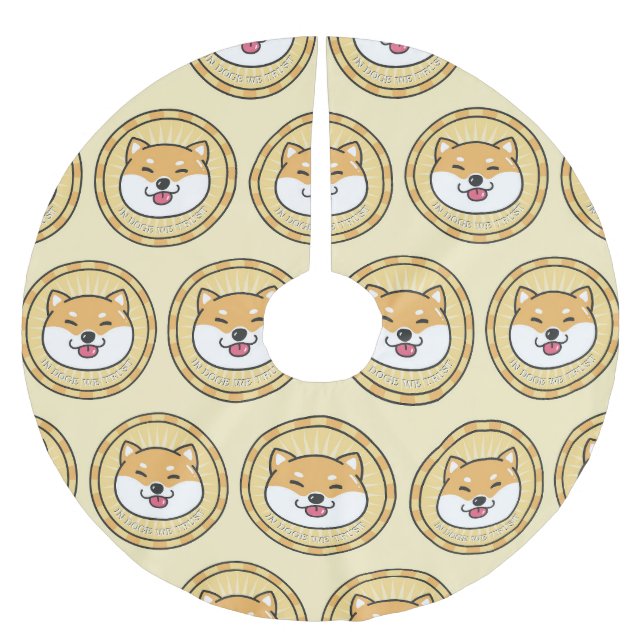 Doge Coin: Crypto Currency Background Julgransmatta Borstad Polyester (Framsidan)