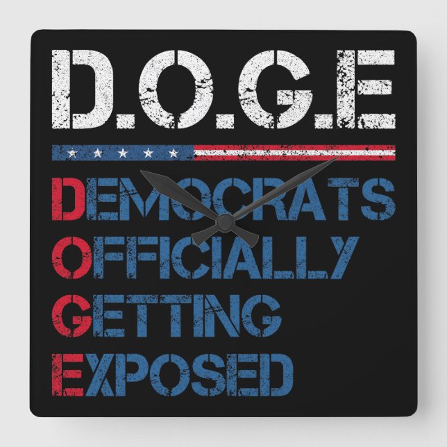 DOGE Department of Government Efficiency Fyrkantig Klocka (Framsida)