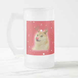 Doge Dogright Doggo Hund Jul Meme Kort röd Frostat Ölglas