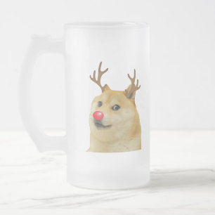 Doge Dogright Doggo Hund Jul Meme Kort röd Frostat Ölglas