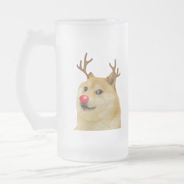 Doge Dogright Doggo Hund Jul Meme Kort röd Frostat Ölglas (Vänster)