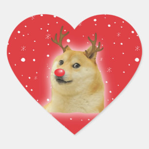 Doge Dogright Doggo Hund Jul Meme Kort röd Hjärtformat Klistermärke