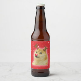 Doge Dogright Doggo Hund Jul Meme Kort röd Ölflaska Etikett
