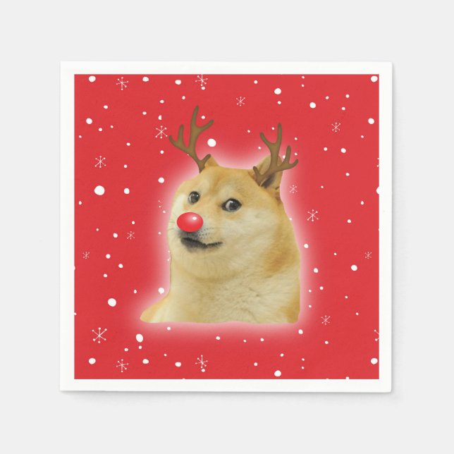 Doge Dogright Doggo Hund Jul Meme Kort röd Pappersservett (Framsidan)