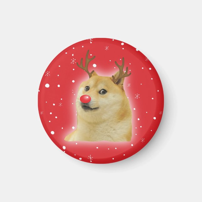 Doge Dogright Doggo Hund jul - minneskort röd Magnet (Framsidan)