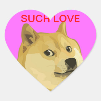 Doge Heart Stickers Hjärtformat Klistermärke