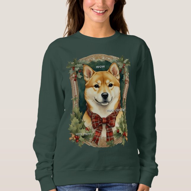 Doge jul Sweatshirt (Shiba Inu) T Shirt (Framsida)