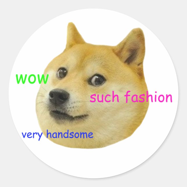Doge Meme Reddit Sticker Runt Klistermärke (Framsida)