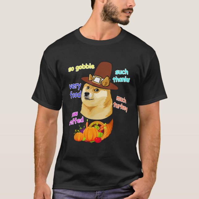 Doge Meme shirt Kids Thanksgiving Shiba Inu DOGE M T Shirt (Framsida)