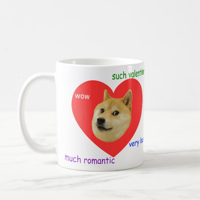 Doge mycket för valentines day romantiker för kaffemugg (Vänster)
