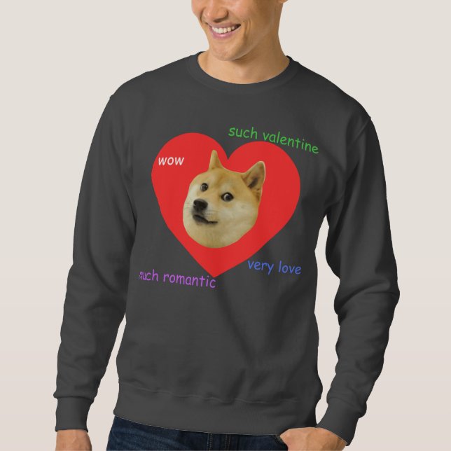 Doge mycket för valentines day romantiker för lång ärmad tröja (Framsida)