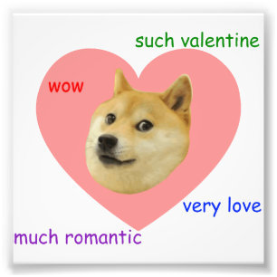 Doge Mycket Valentines day mycket Kärlek så romsk Fototryck