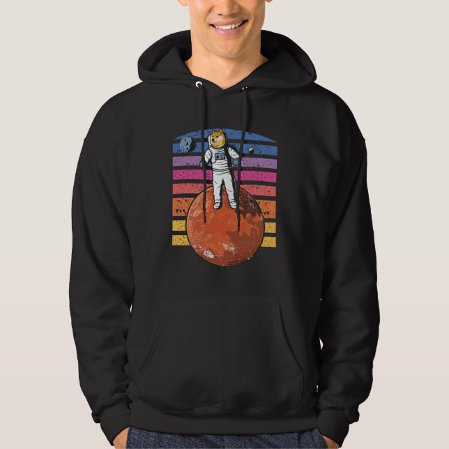 Doge On Mars Dogecoin To The Moon Space Hoodie (Framsida)