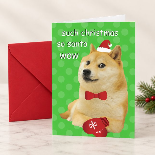 Doge Roligt Meme Grönt Helgkort (Skapare uppladdad)