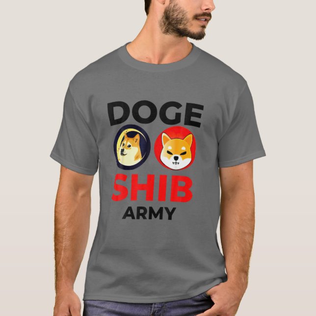DOGE SHIB Army Dogecoin Shiba Inu Coin Crypto T Shirt (Framsida)