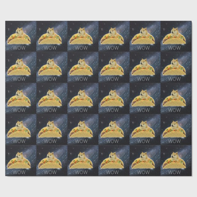 doge space taco meme wrapping paper presentpapper (Seam)