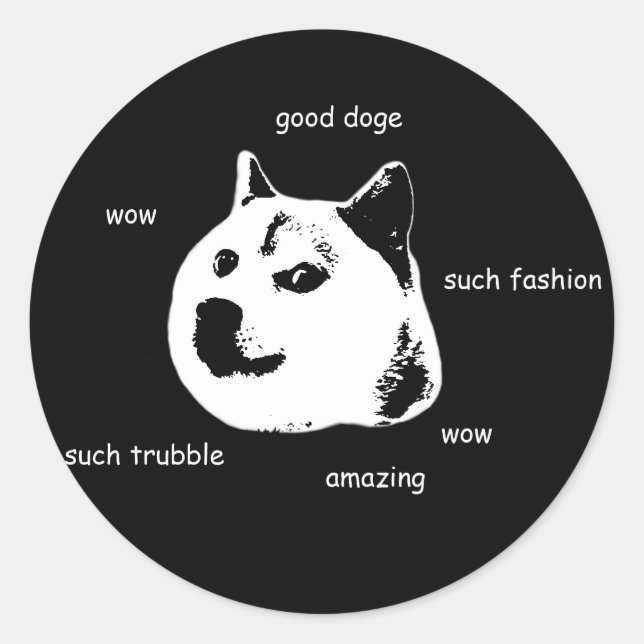 Doge Stickers Runt Klistermärke (Framsida)