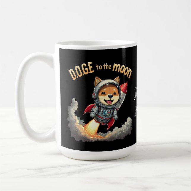 Doge till Måne Ultimate Dogecoin Journey Kaffemugg (Vänster)