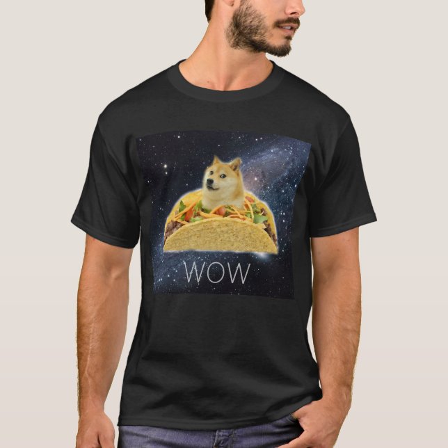 Doge WOW Tacos i Space-minnen med stjärnorna #Dogr T Shirt (Framsida)