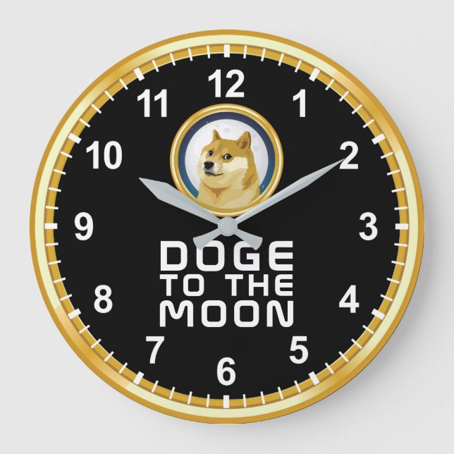 Dogecin Doge till Måne-Lagrar-marknaden Krypto-Hod Stor Klocka (Framsida)