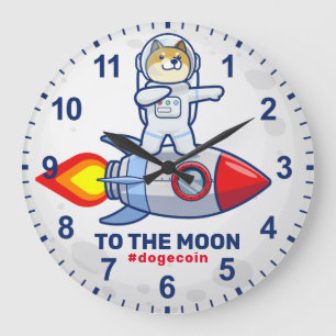 Dogecin till Måne Rocket Man Space Doge Crypto Stor Klocka