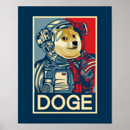 Dogecoin Astronaut doge till Måne Crypto Funny Poster