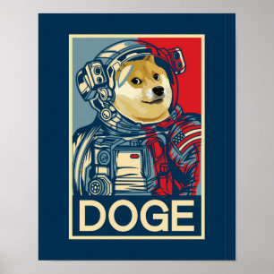 Dogecoin Astronaut doge till Måne Crypto Funny Poster