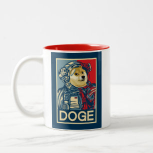 Dogecoin Astronaut doge till Måne Crypto Funny Två-Tonad Mugg