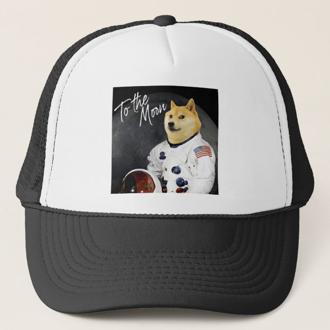 Dogecoin Astronaut till Måne Blockchain HODL Keps (Framsida)