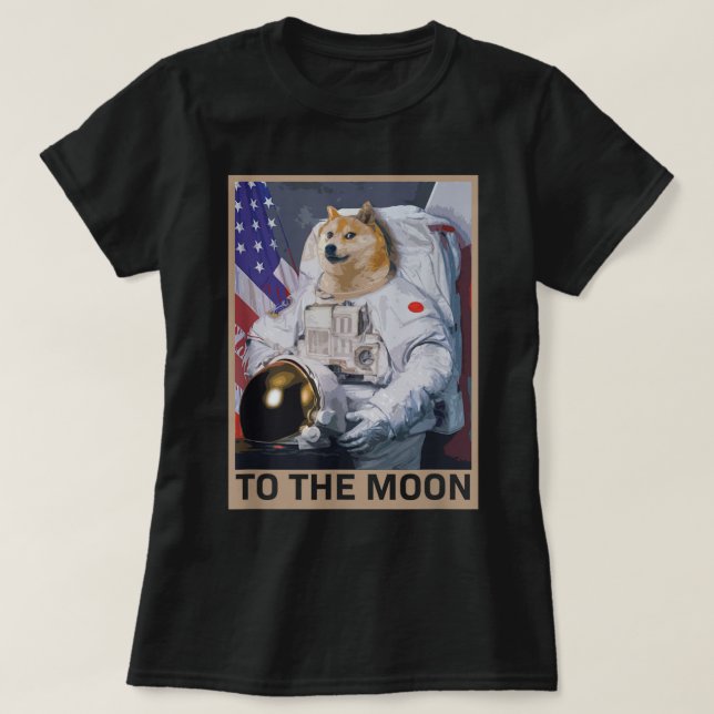 Dogecoin Astronaut till Måne-blockkedjan HODL Gråt T Shirt (Design framsida)