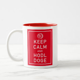 Dogecoin Behålla Lugn och Hodl Doge Crypto Funny Två-Tonad Mugg