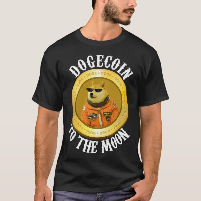 Dogecoin Coola Manar Måne Astronaut Meme Crypto Hu T Shirt (Framsida)