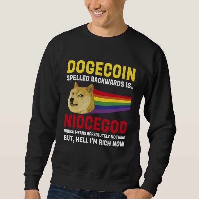 Dogecoin Crypto Meme Dogecoin Backwards  Cryptocur Lång Ärmad Tröja (Framsida)
