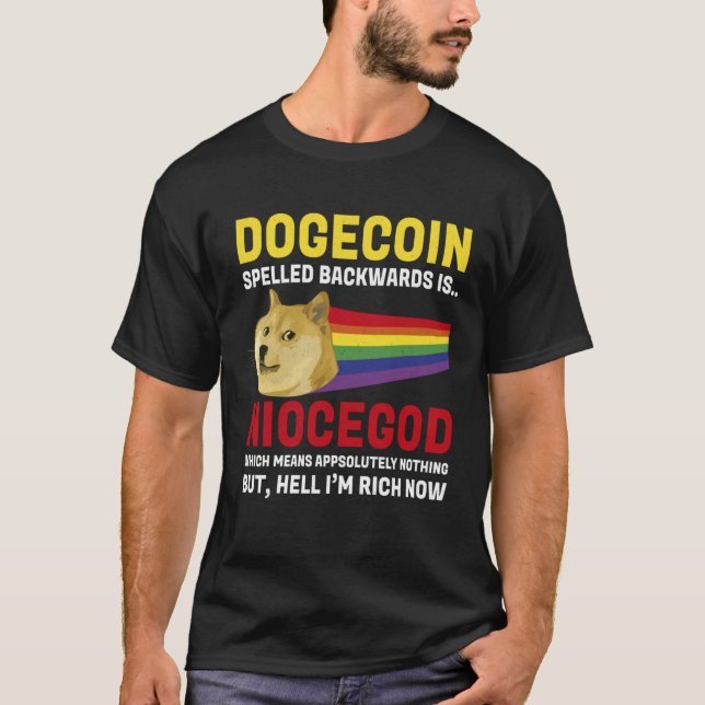 Dogecoin Crypto Meme Dogecoin Backwards  Cryptocur T Shirt (Framsida)