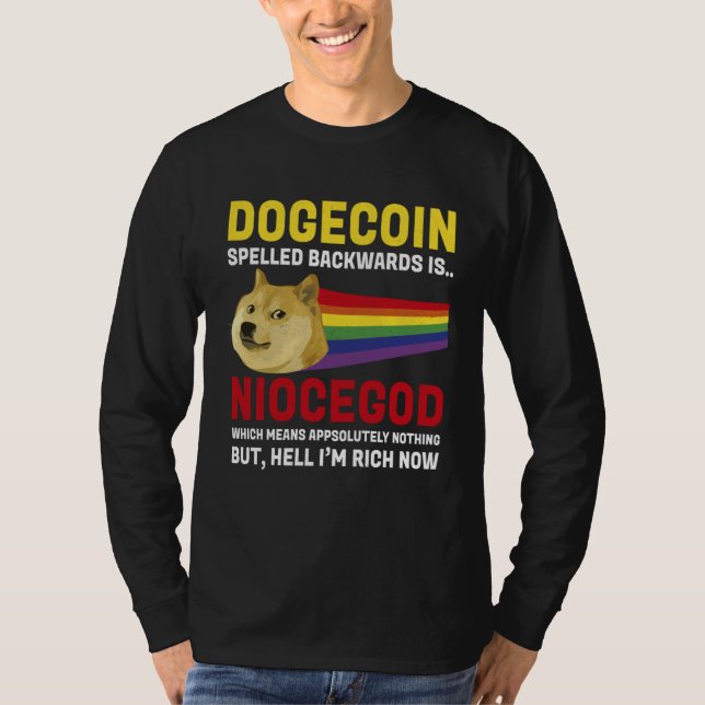 Dogecoin Crypto Meme Dogecoin Backwards  Cryptocur T Shirt (Framsida)