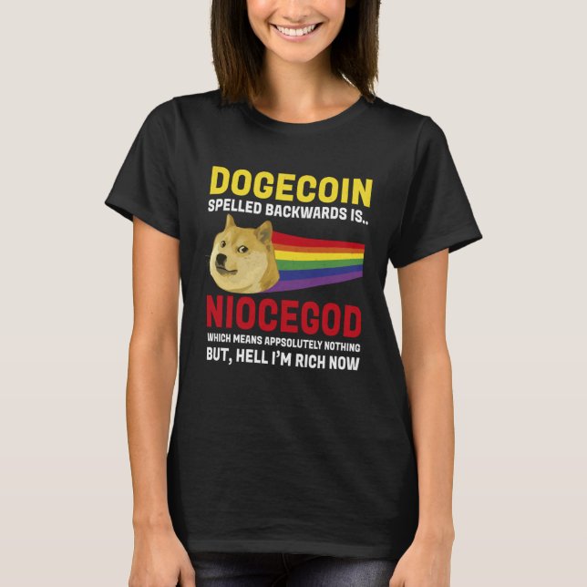 Dogecoin Crypto Meme Dogecoin Backwards  Cryptocur T Shirt (Framsida)