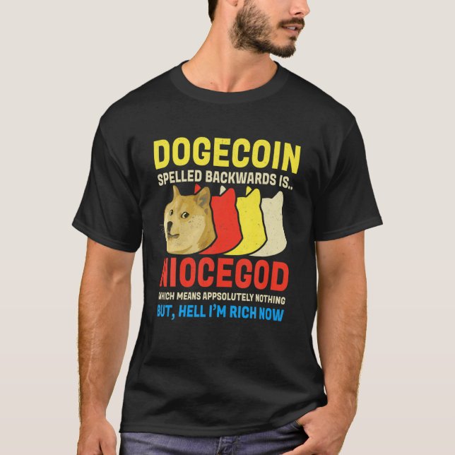 Dogecoin Crypto Meme Dogecoin Backwards Funny Cryp T Shirt (Framsida)